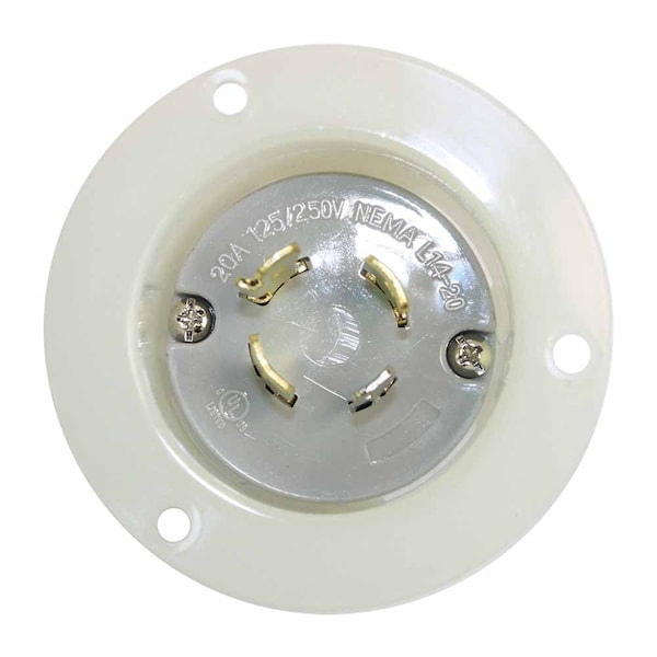 Superior Electric Locking Plug, L14-20P, 20 A, 125/250V AC, 3 Pole, White YGF170 - main